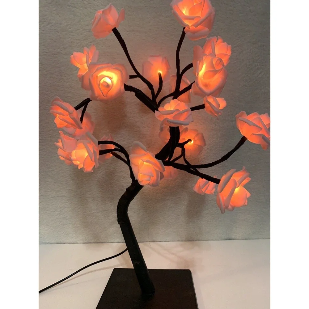 Pink Rose Flower Lamp USB Powered Light Up LED Tree Room Decoration Home Decor - Picture 7 of 8